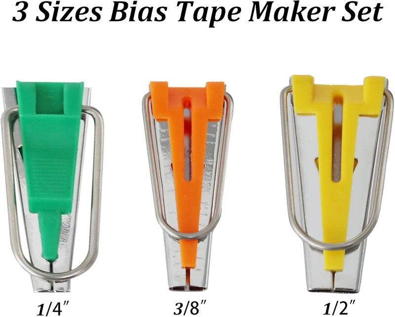 PT'SON 3 Sizes Bias Tape Maker Set, Quilting Tools Bias Maker Kits Sewing Tools for Fabric Sewing/Quilters (6mm 9mm 12mm) - Image 2